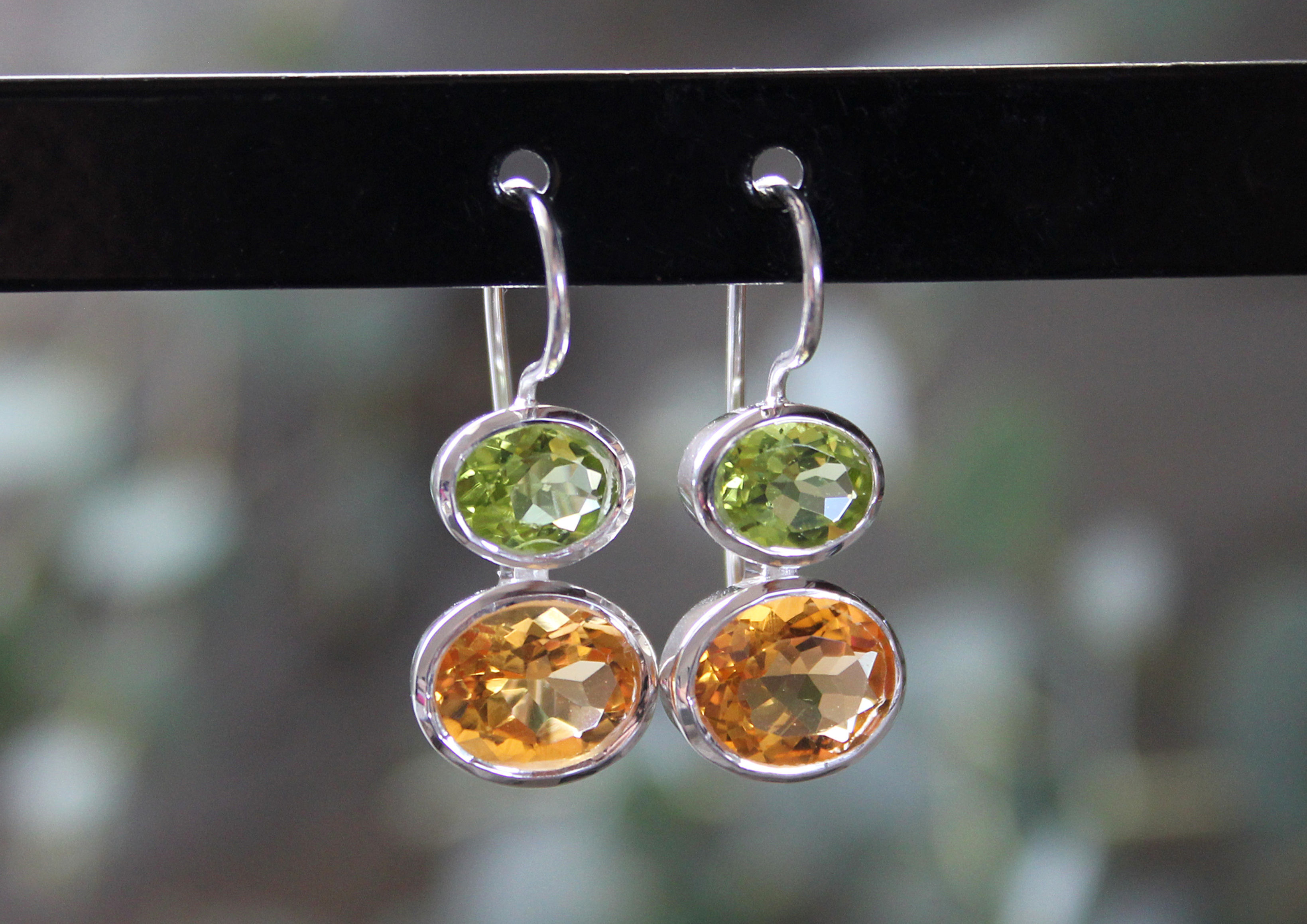 Peridot Citrin Ohrhänger oval