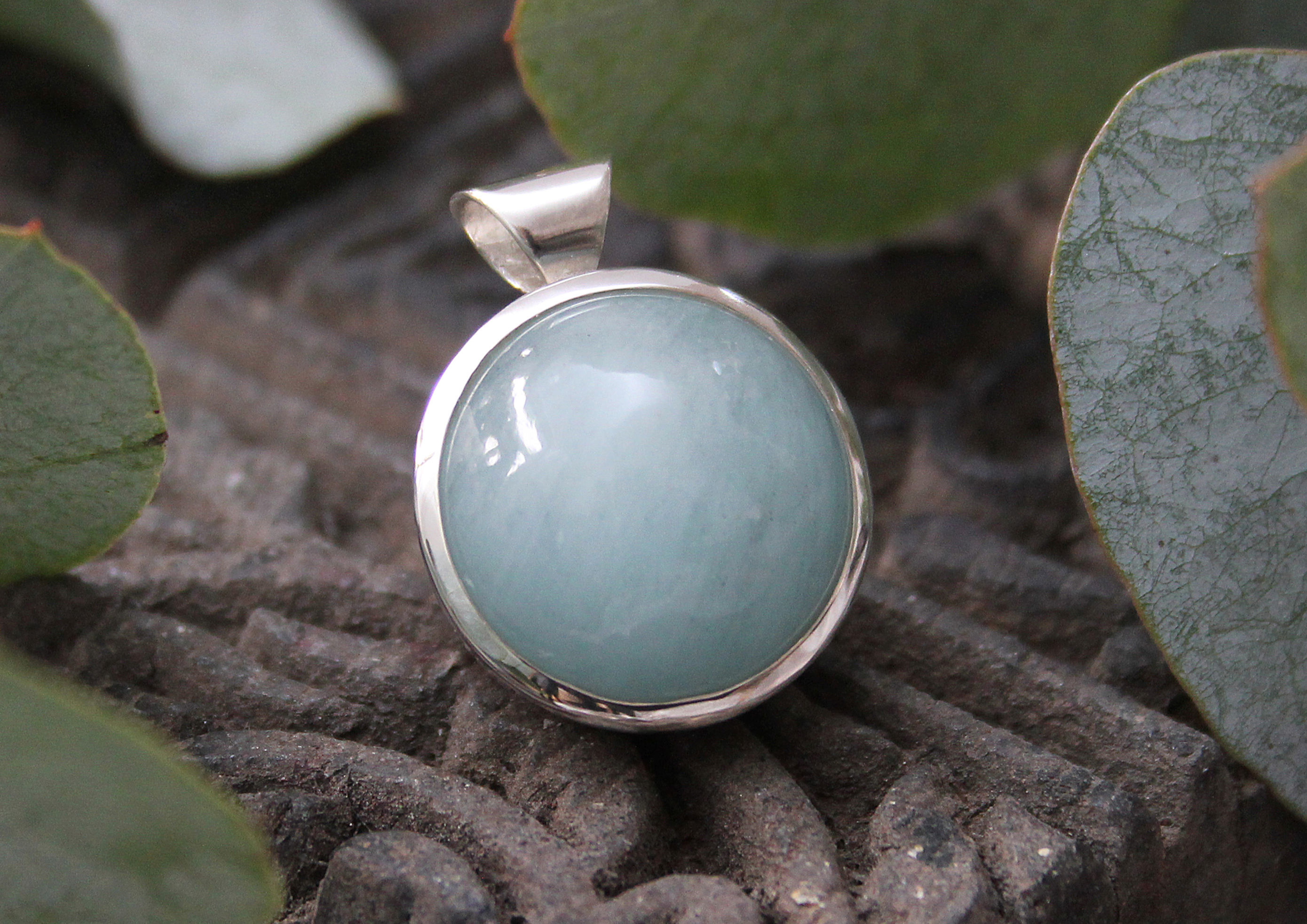 Aquamarin Anhänger rund