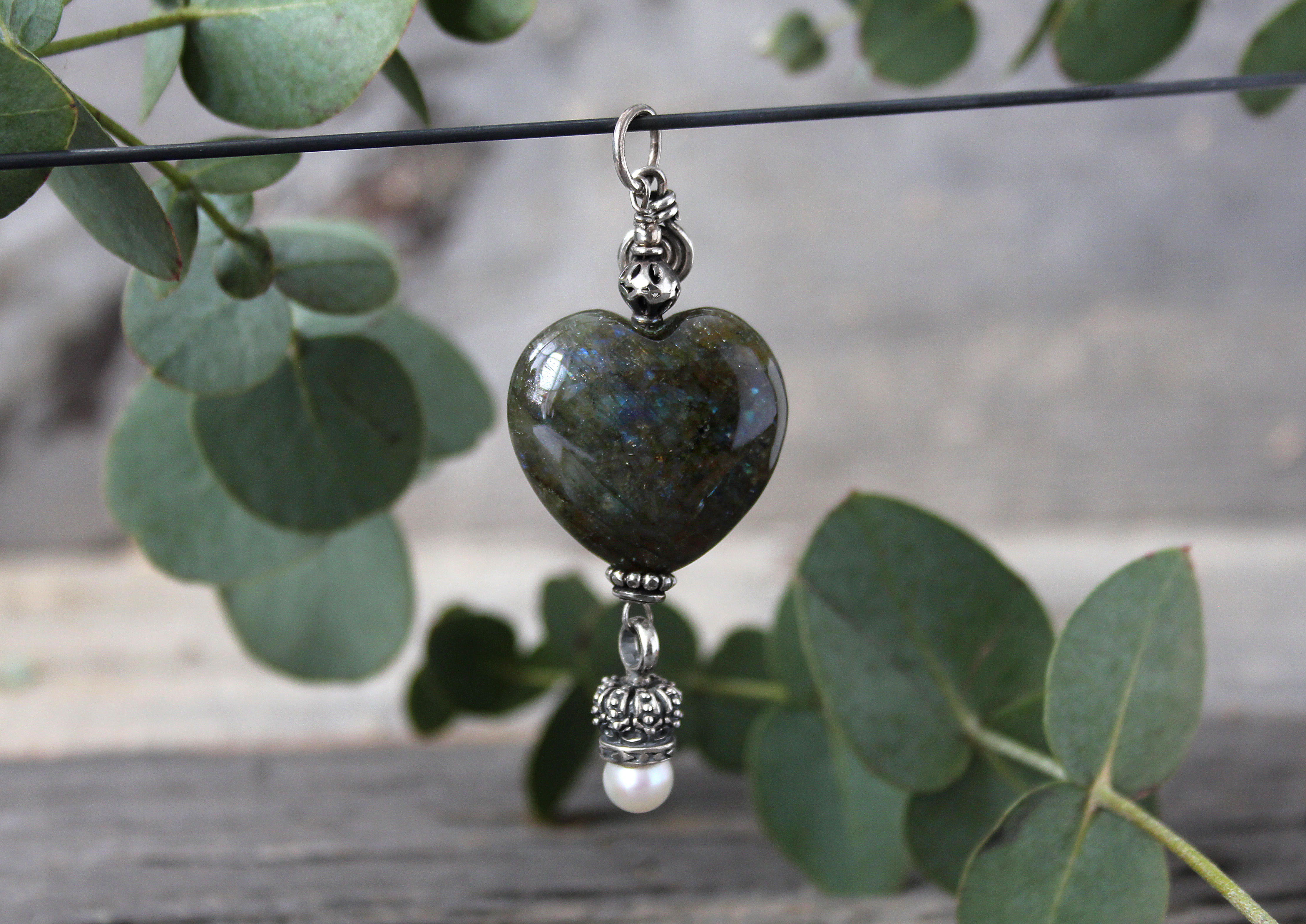 Labradorit Anhänger Herz