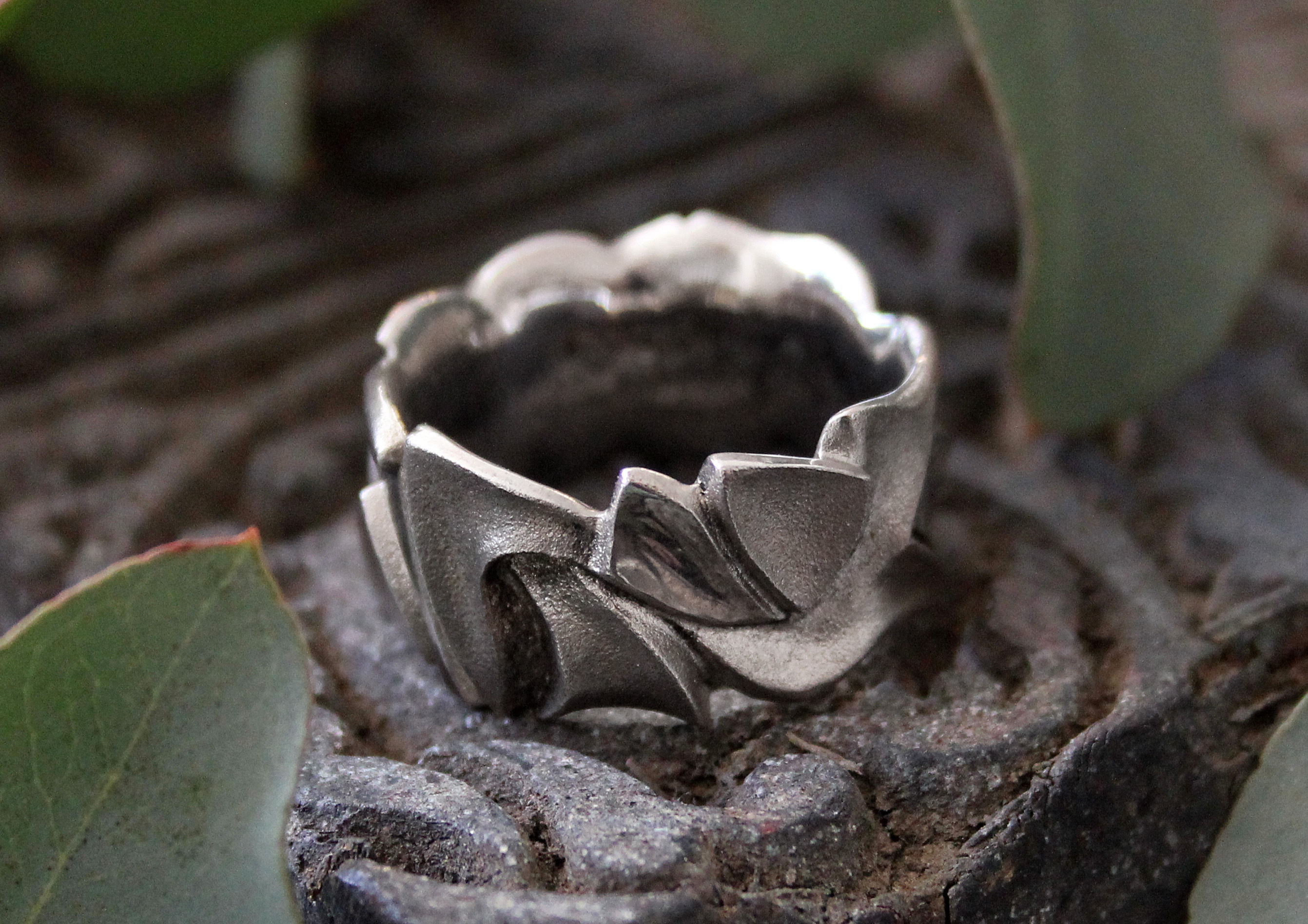 Silberring strukturiert