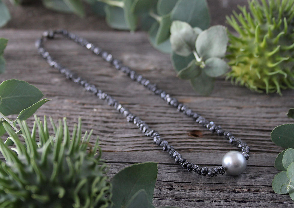 Halskette Diamant roh mit Tahitiperle
