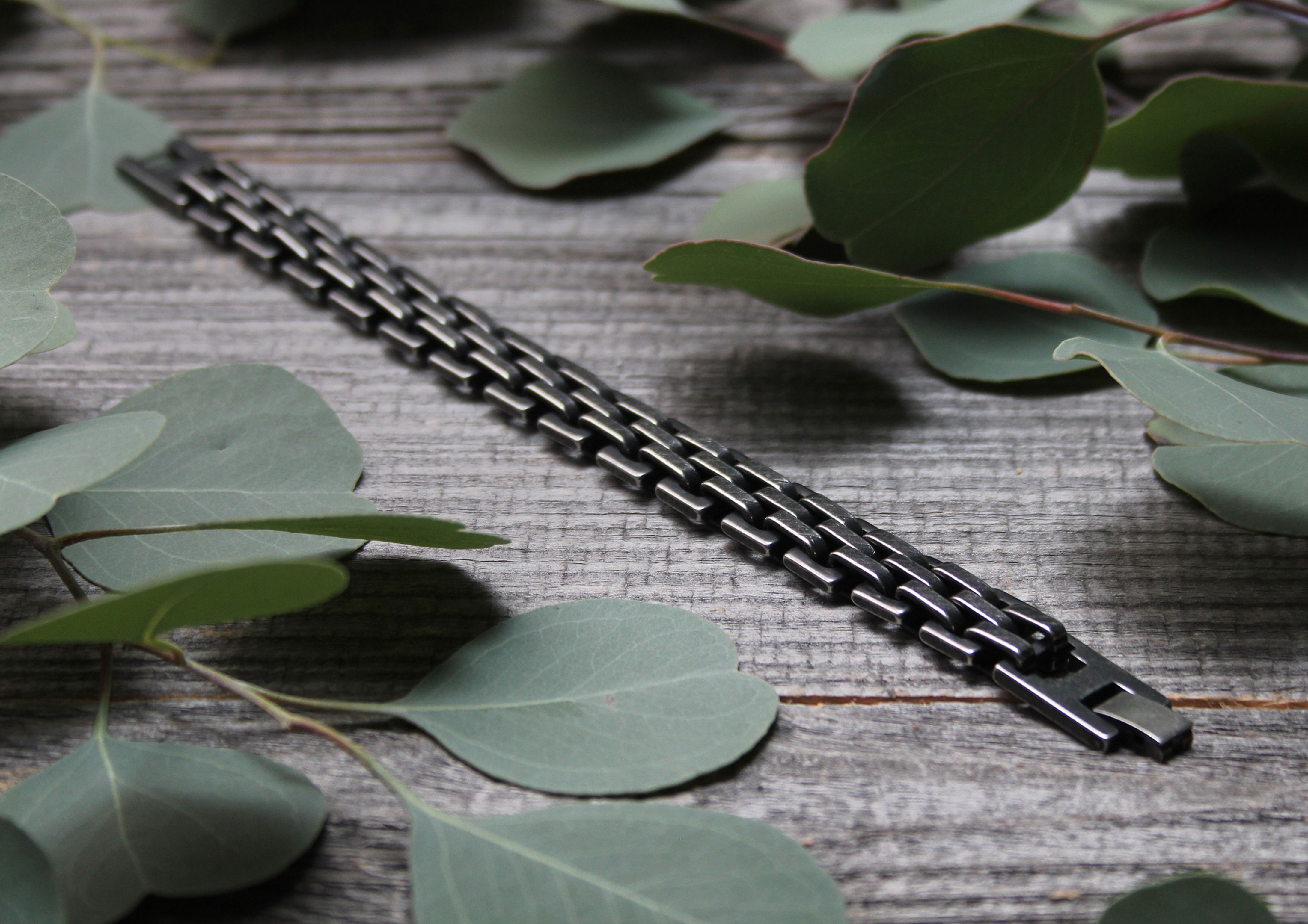 Gliederarmband Edelstahl geschwärzt