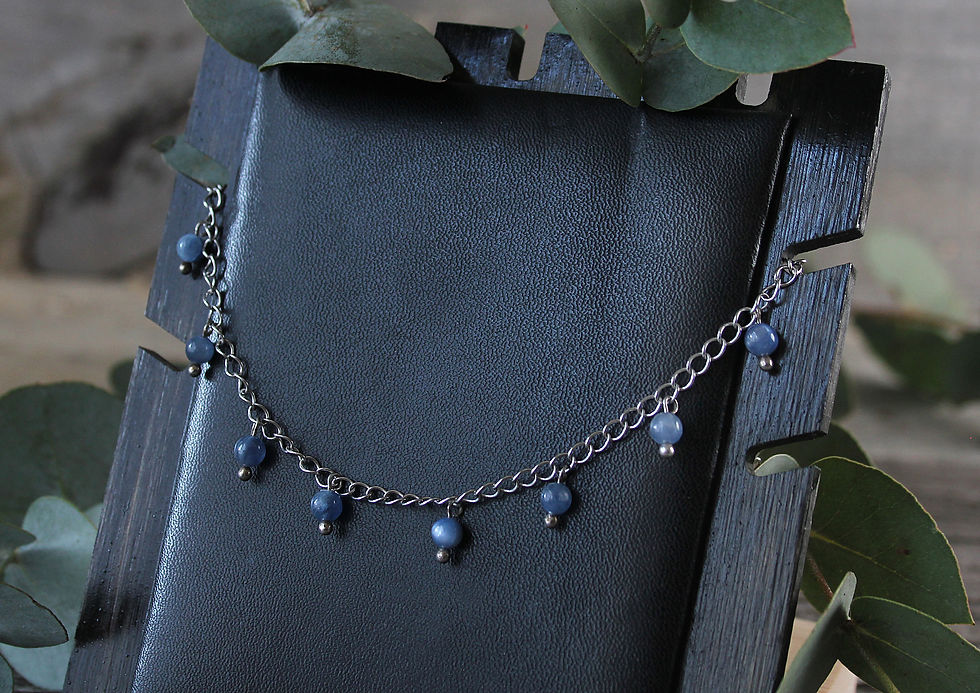 Silber Fusskette mit Edelstein Anhänger