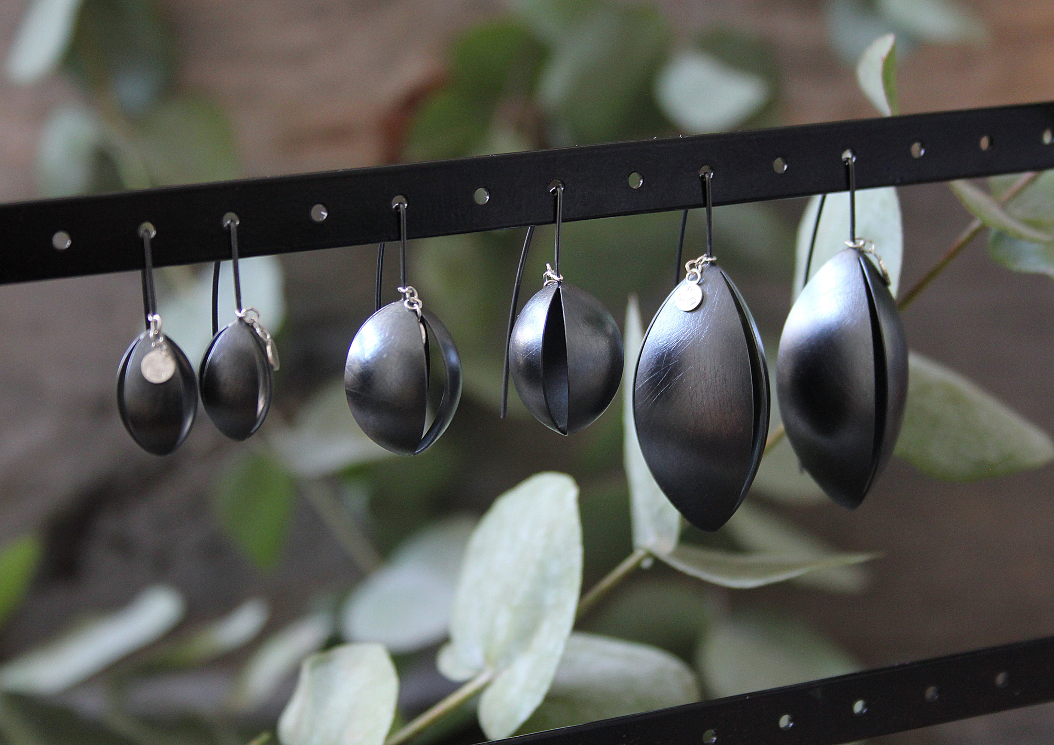 Silber Ohrhänger Navette 3-seitig offen