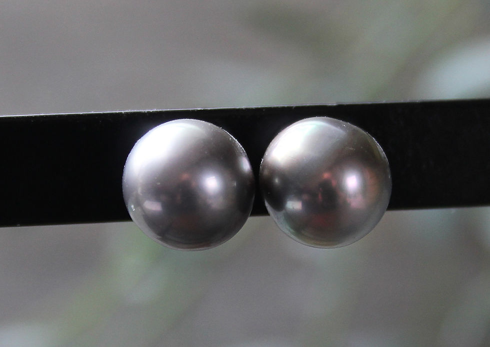 Thumbnail: Titan Tahiti Perlen Ohrstecker silber/grün