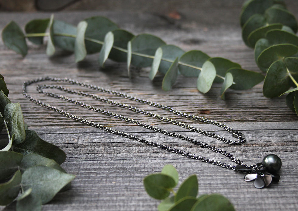 Tahiti Perlen Halskette Blatt Silber