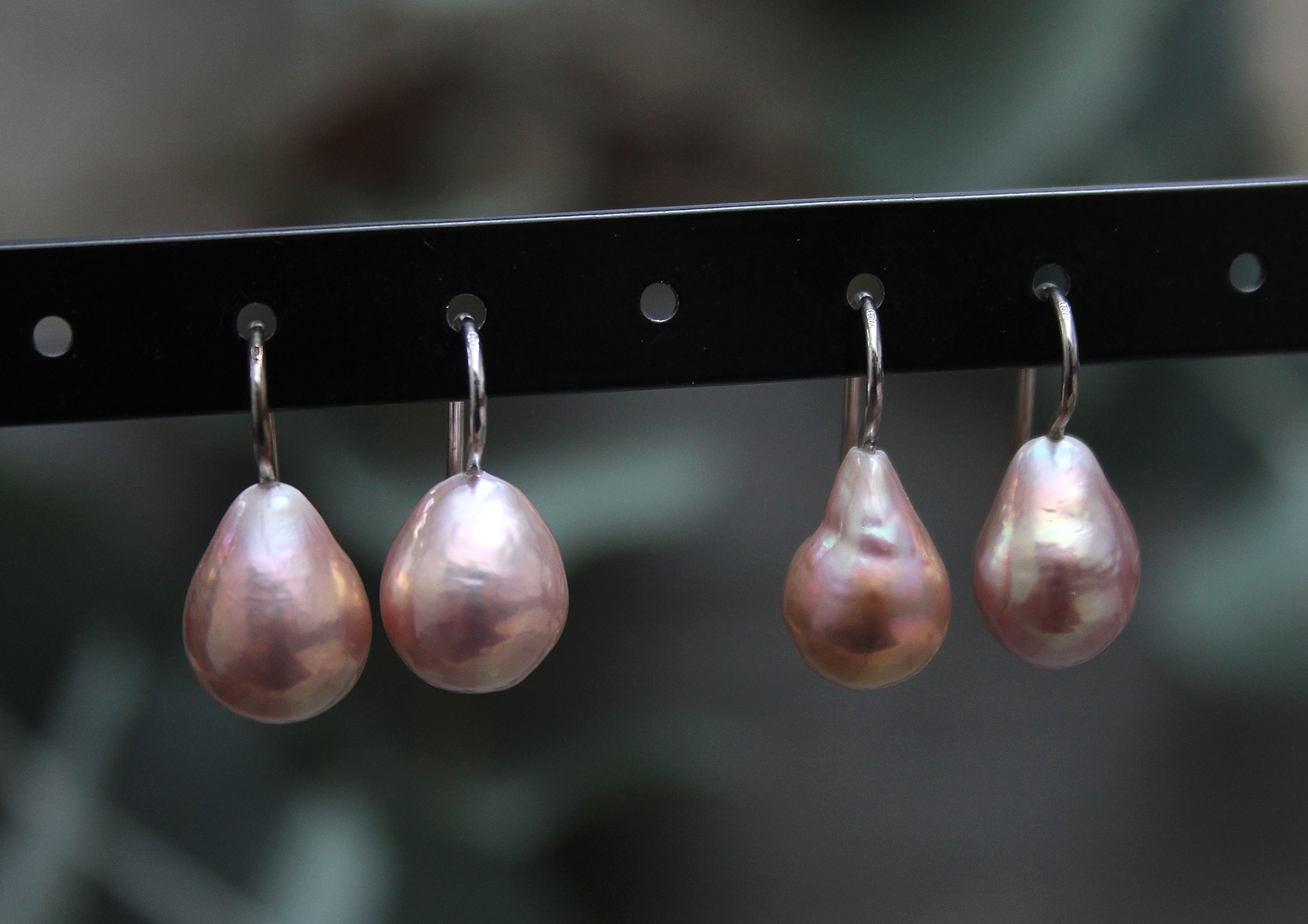 Tropfen Ohrhänger mit Ming Perlen rosa