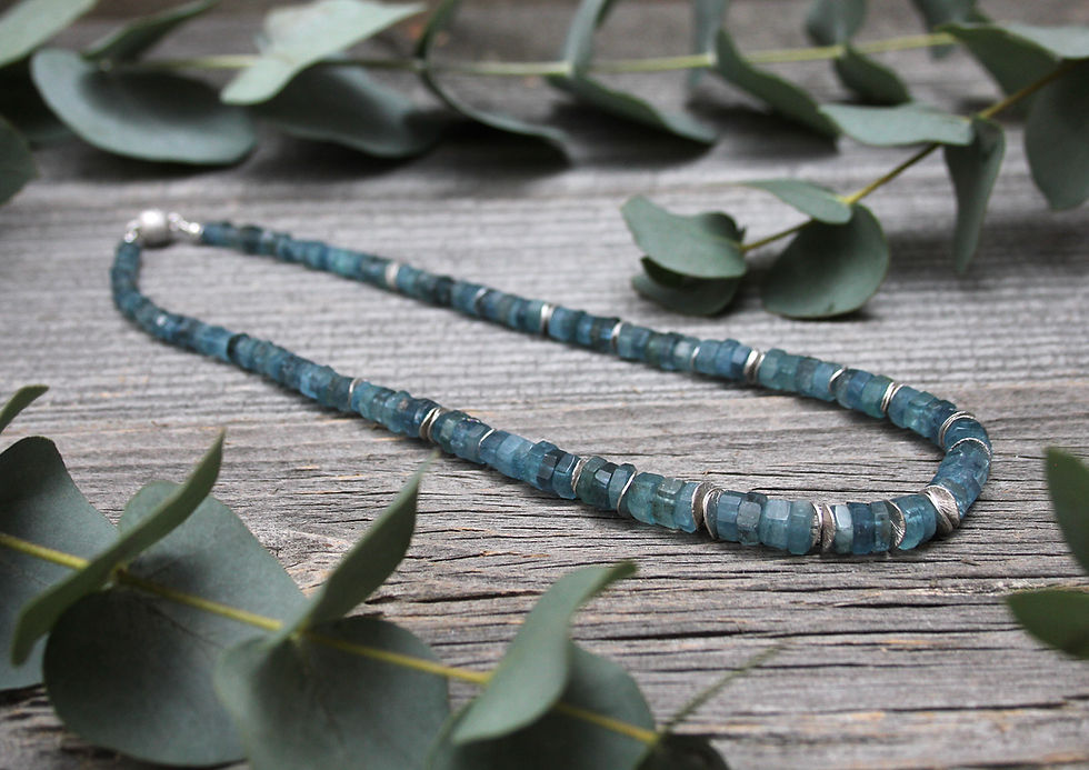 Aquamarin Halskette Rondellen