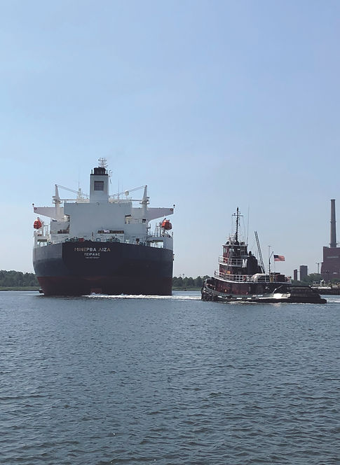 tanker tug in deep water port facility