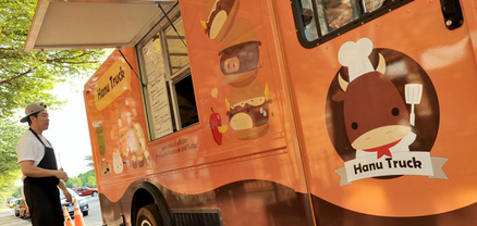 Branding for restaurant including mural, logo and business card