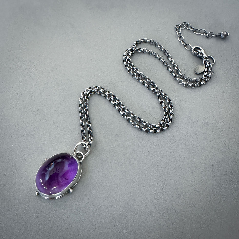 Thumbnail: Amethyst & Sterling Silver Oval Pendant