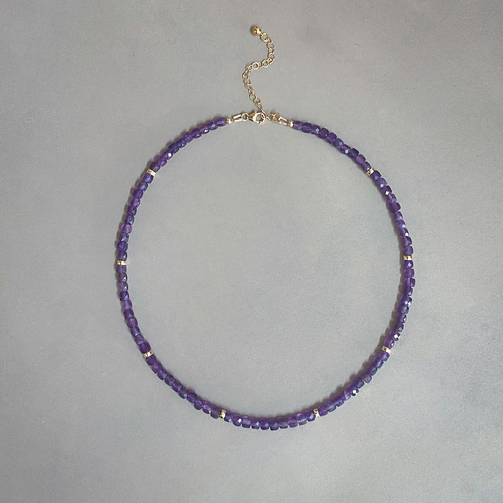 Thumbnail: Amethyst & 14k Gold Fill Beaded Necklace 