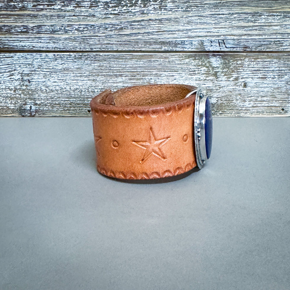 Thumbnail: Lapis Lazuli, Sterling Silver & Leather Cuff