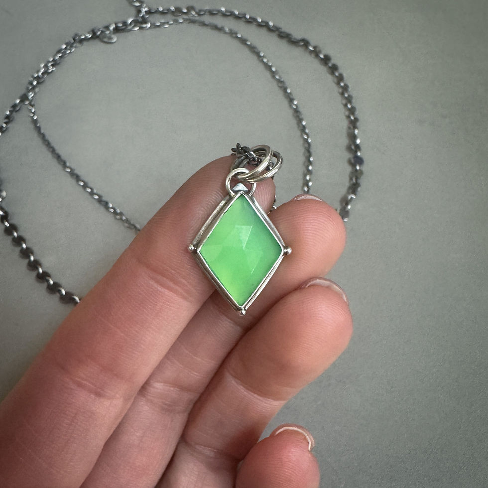 Thumbnail: Chrysoprase & Sterling Silver Layered Necklace 