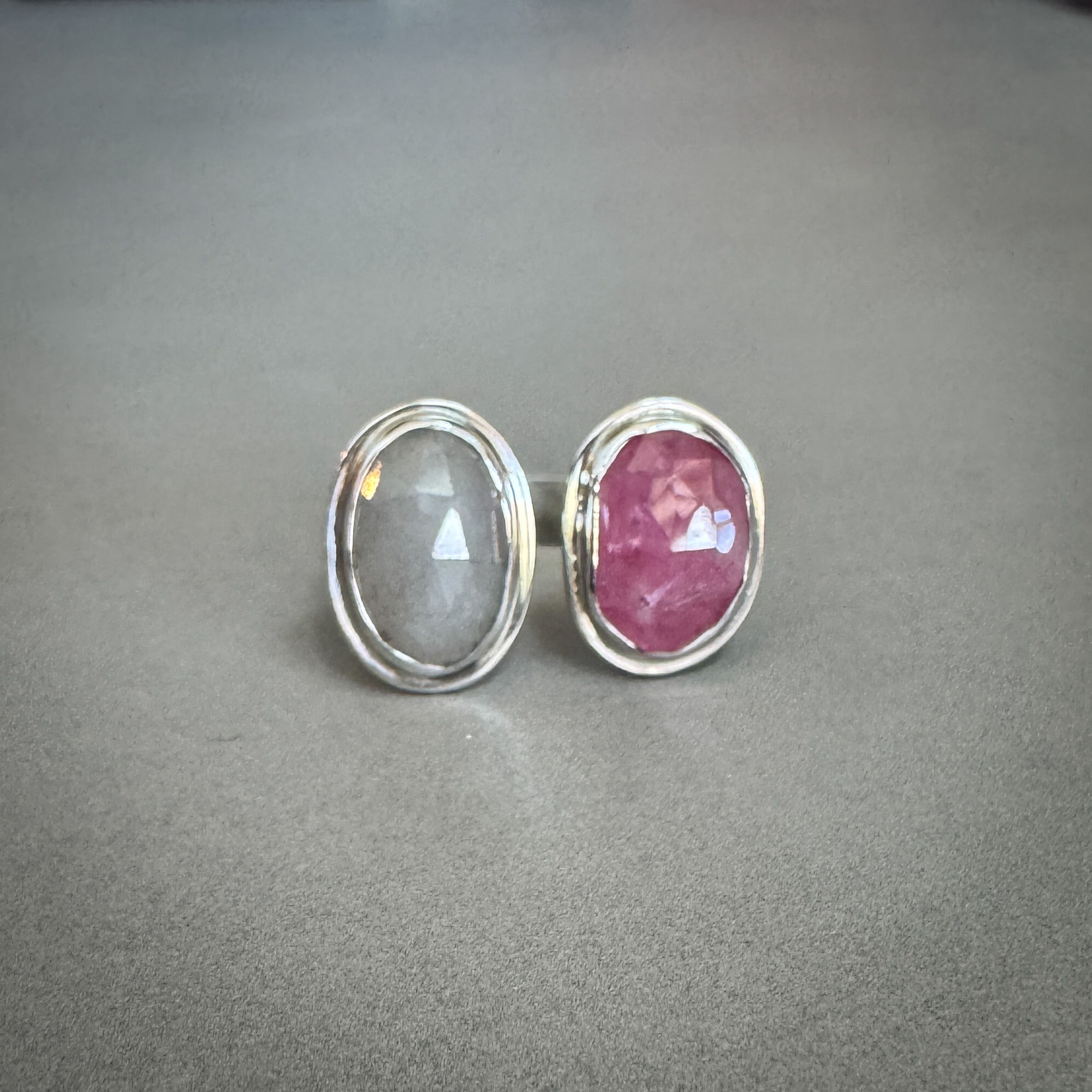 Pink & White Sapphire Split Ring