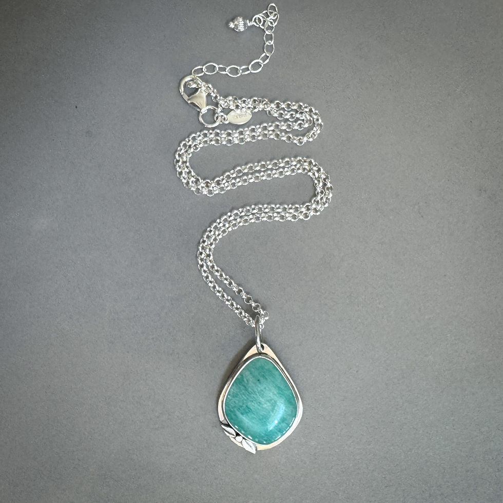 Thumbnail: Amazonite & Sterling Silver Botanical Necklace 