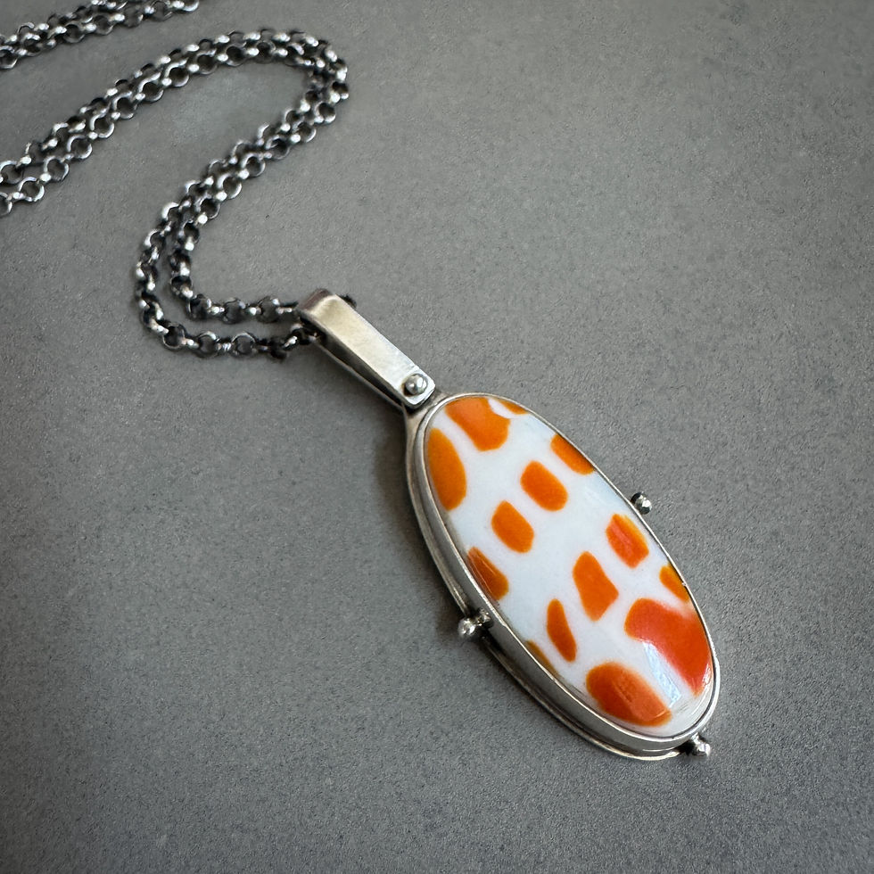 Thumbnail: Spotted Cone Shell & Sterling Silver Necklace #2