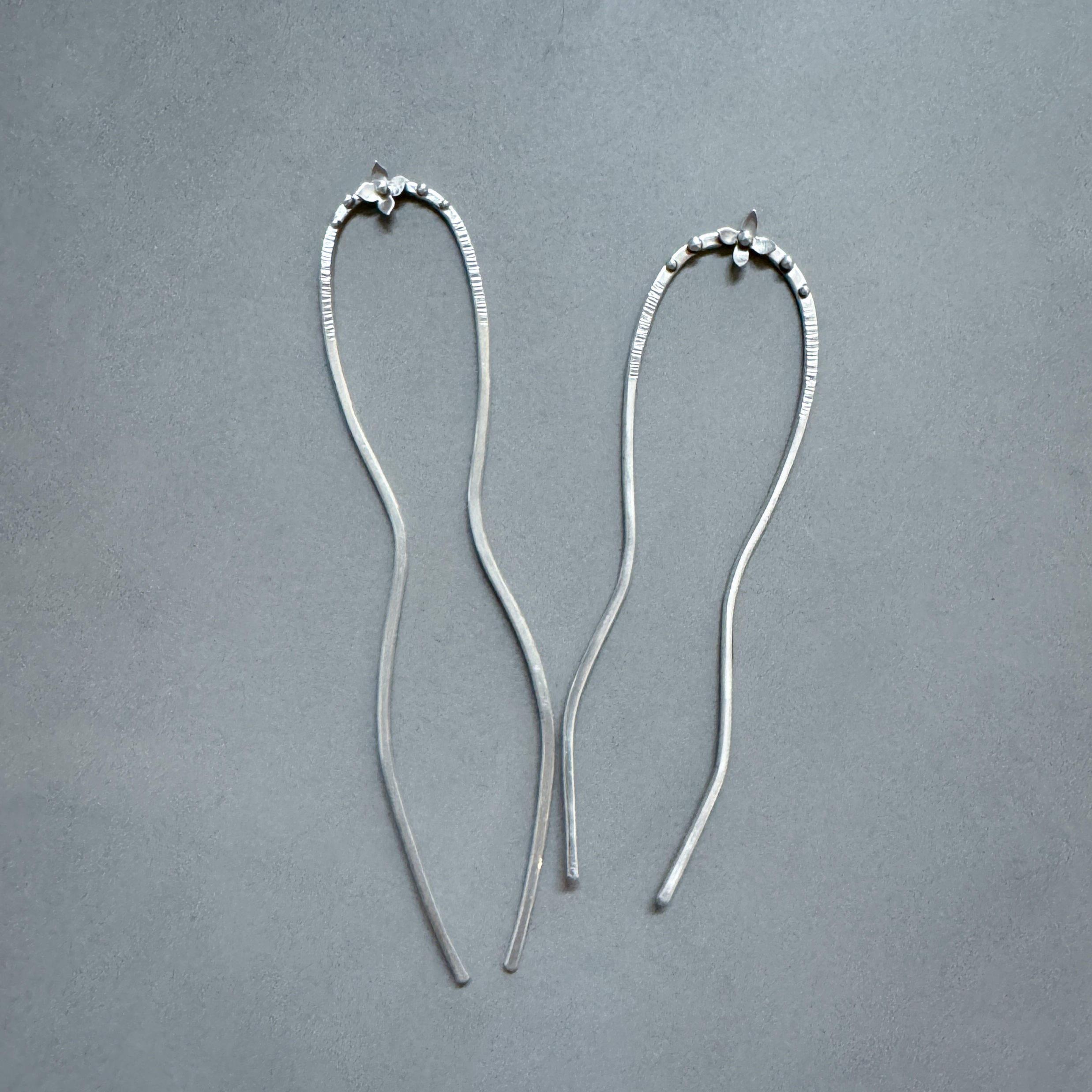 Sterling Silver Flower Hair Forks