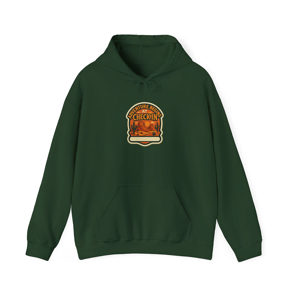 Thumbnail: "Adventure Begins at Check In" DESERT Hoodie Sweatshirt (4 colors)