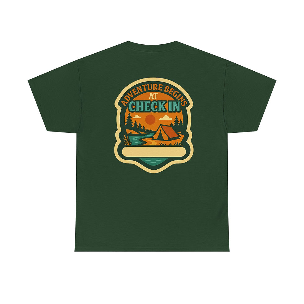 Thumbnail:  "Adventure Begins at Check In" Customizable TENT Camp Shirt (12 colors)
