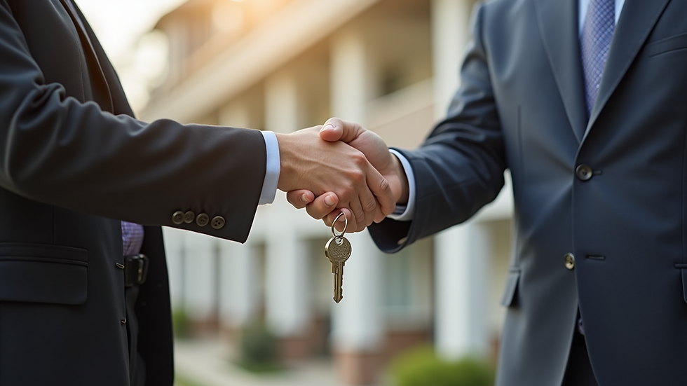 Close-up view of a real estate agent handing over house keys