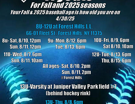 TRYOUTS Schedule for Fall 2024 & 2025 Season!