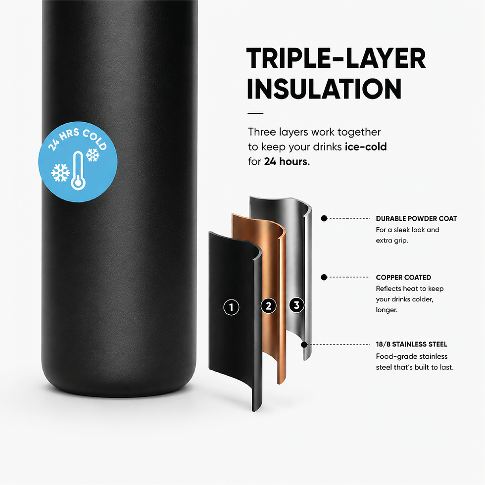 Thumbnail: Basis-B Chess Team Insulated Stainless Steel Water Bottle 24Oz