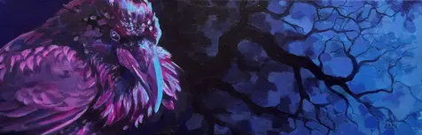 Dark atmospheric painting "At Night" by Klaudia Wojciech, Bristol area artist. Moonlit or star-filled night landscape, contemporary UK art.