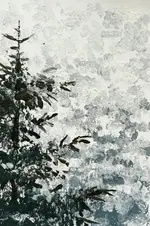 Acrylic painting "Merry Christmas!" by Klaudia Wojciech, Polish artist based in UK. Festive winter landscape, contemporary art from Bristol.