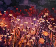 meadow II (oil): Lively oil painting "Meadow II" by Polish artist in Bristol, vibrant British landscape, impressionistic brushwork.