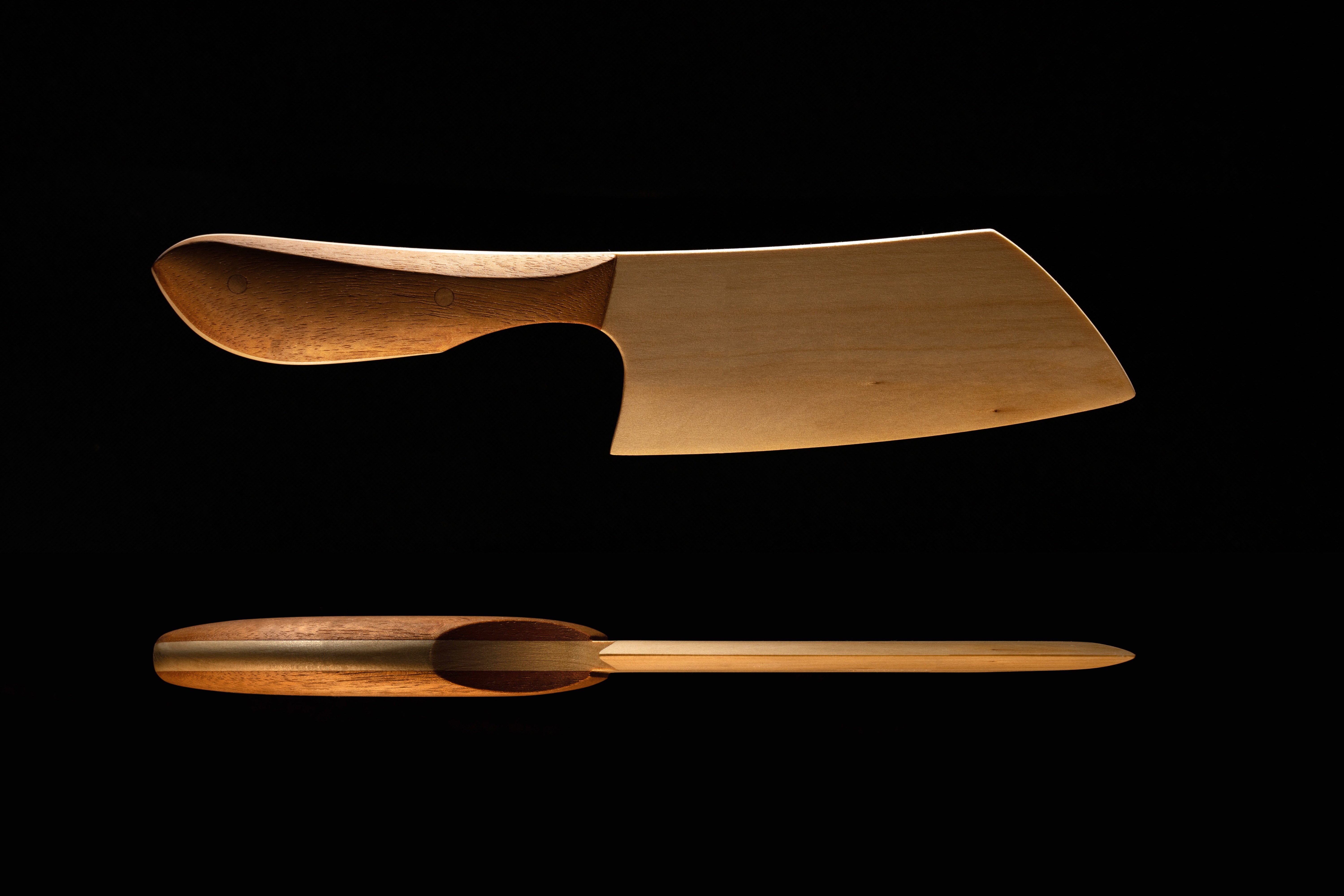 Finished student cheese knife project from the Chisel & Dowel woodworking course in Sydney.