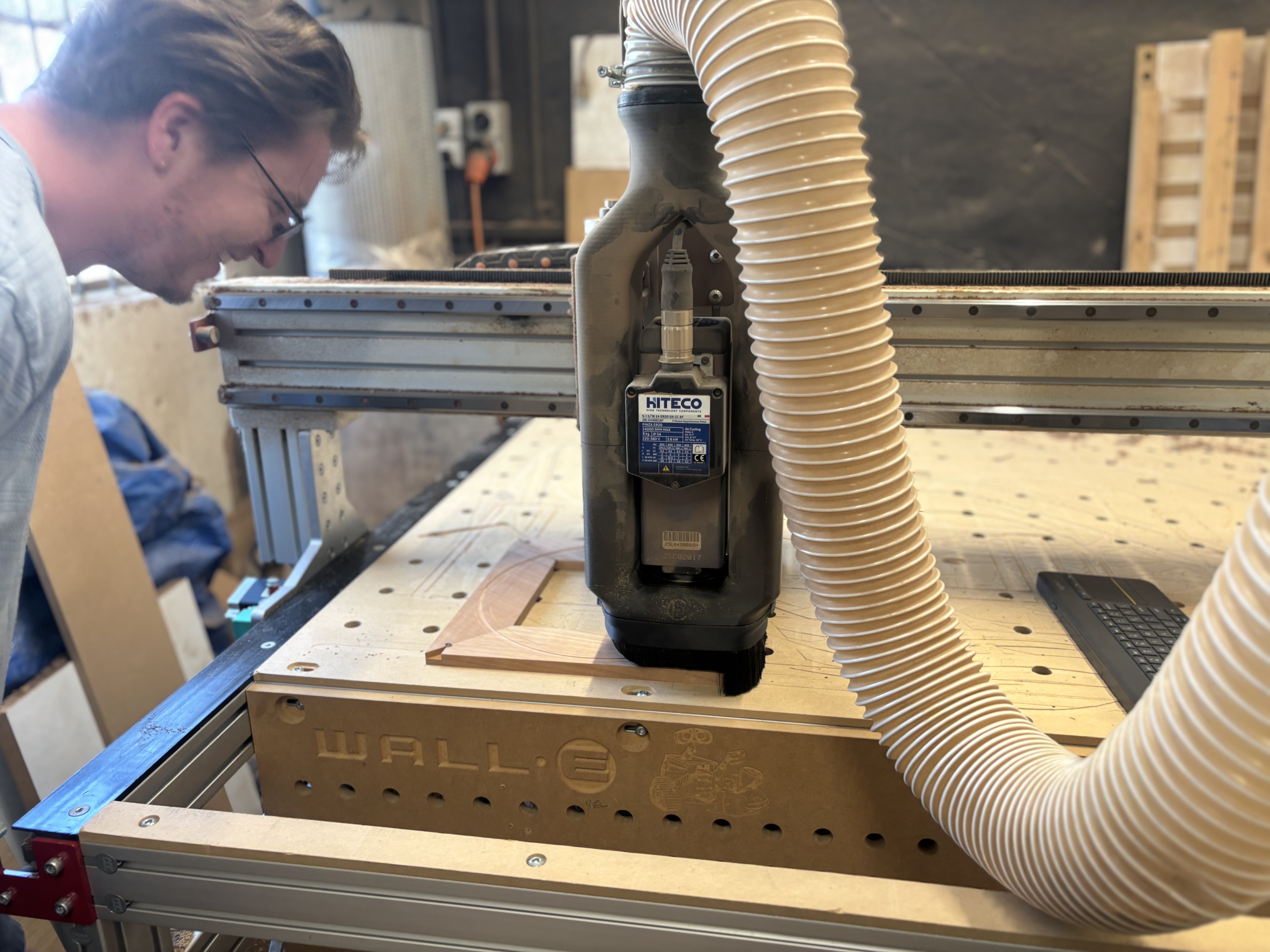 Student practising accurate furniture-making processes during a Chisel & Dowel term class.