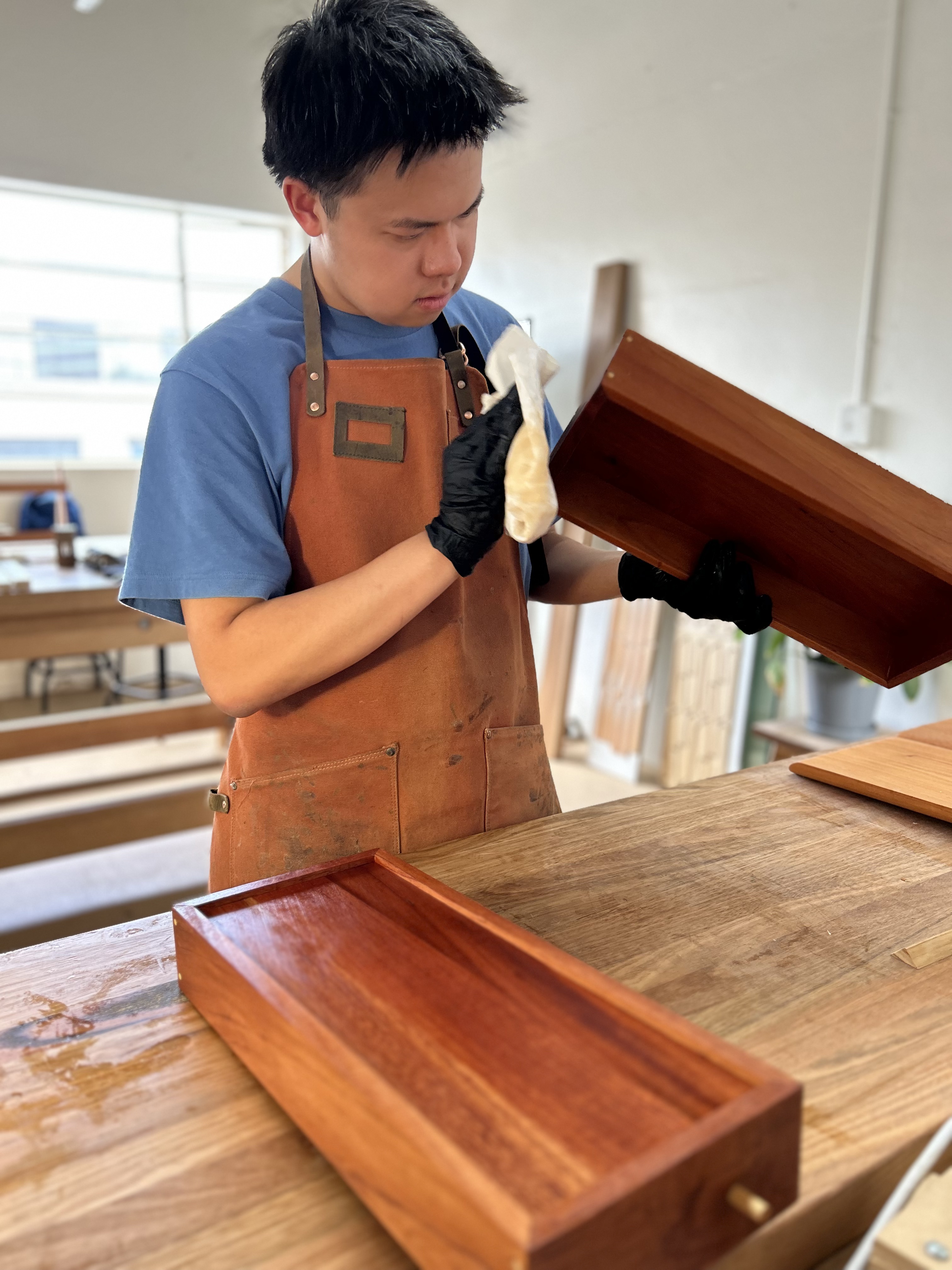 Keepsake box project in progress at Chisel & Dowel woodworking school.