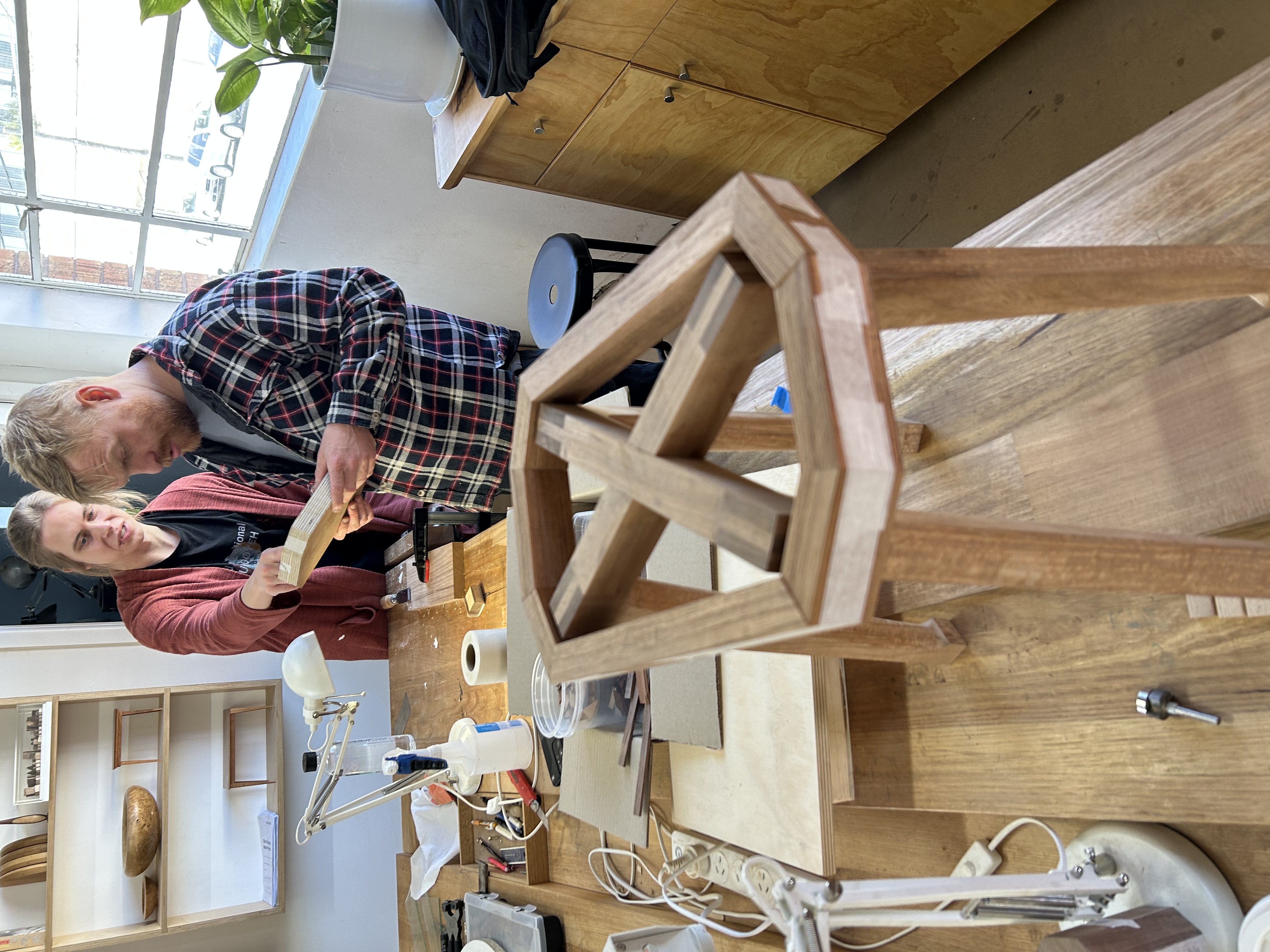 Students developing furniture joinery through the stool project at Chisel & Dowel.
