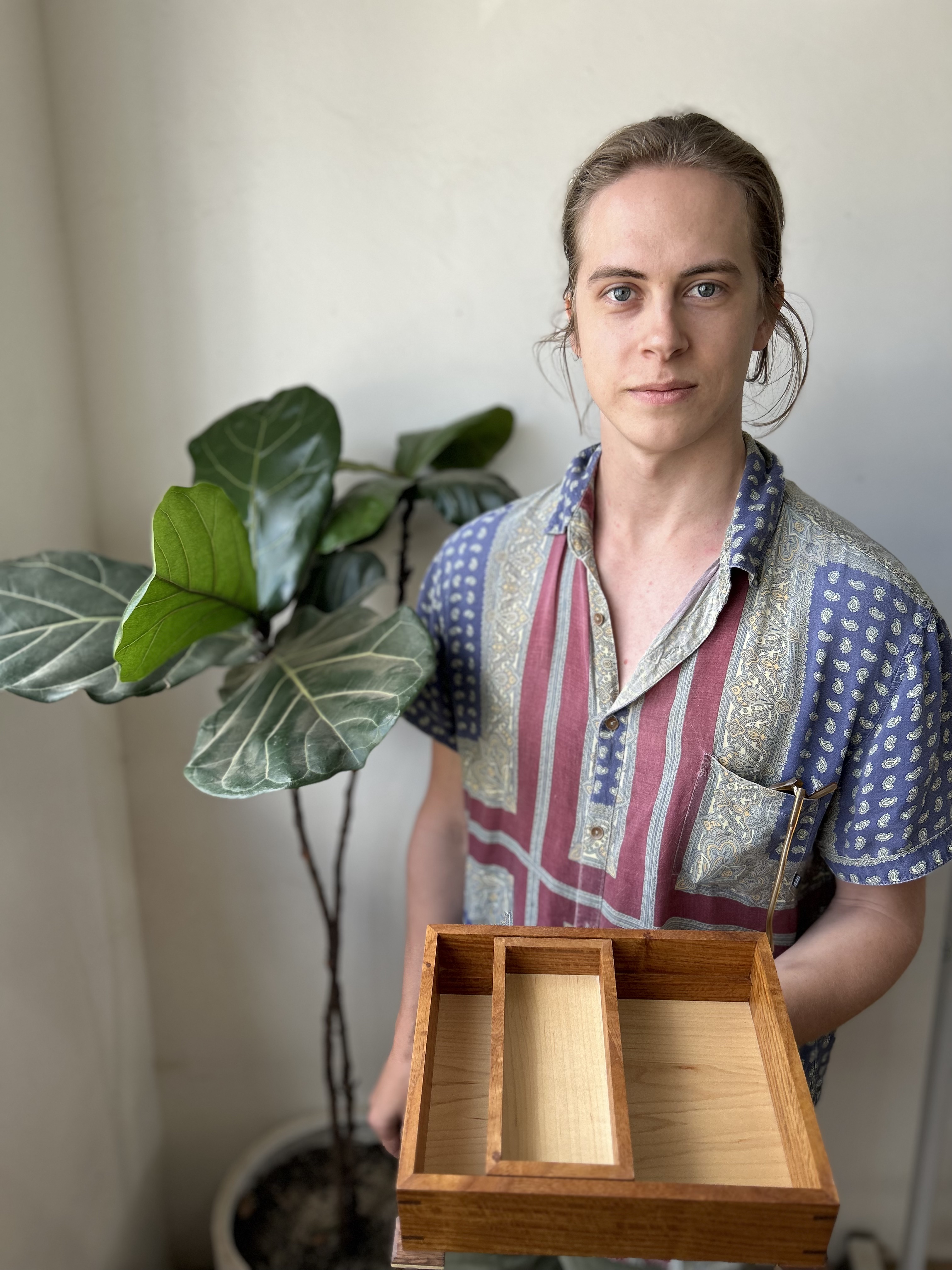 Student-made timber keepsake box showing careful small-scale furniture joinery.