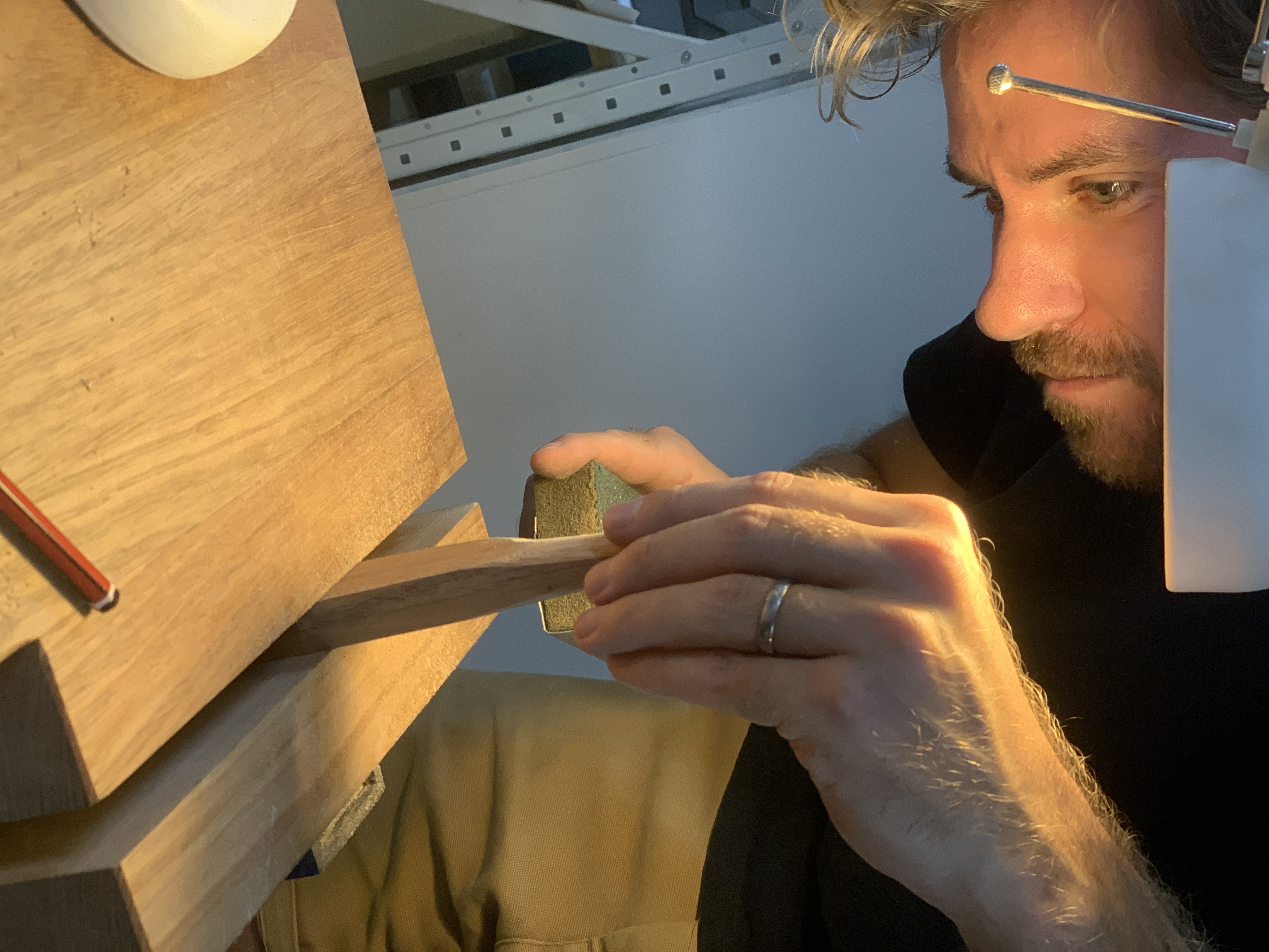 Cheese knife woodworking project showing shaped timber work by a Chisel & Dowel student.