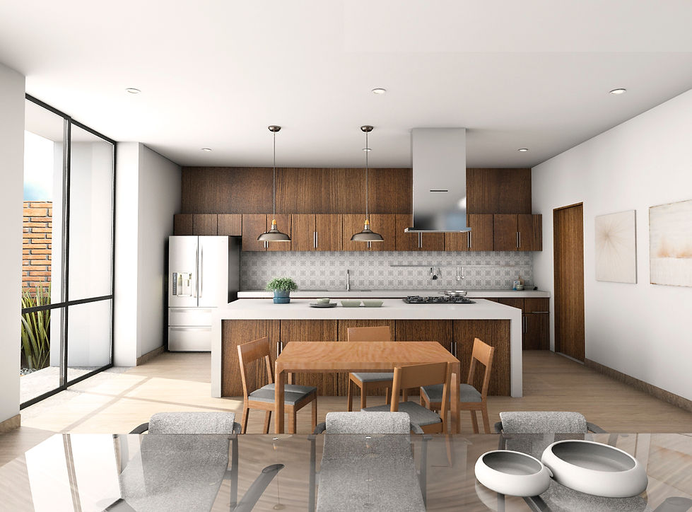 Cocina con isla, render