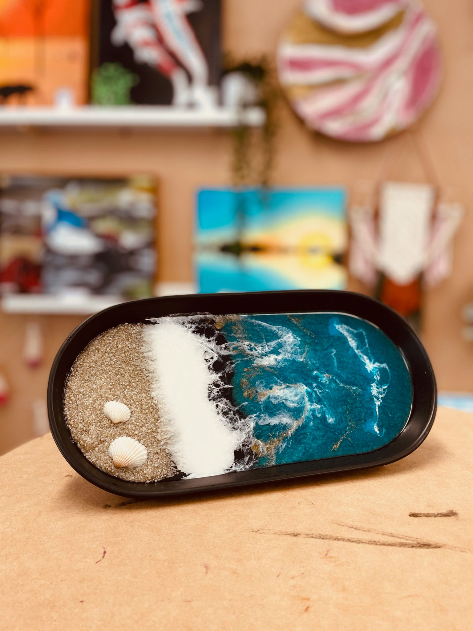 Ocean hair brush tray