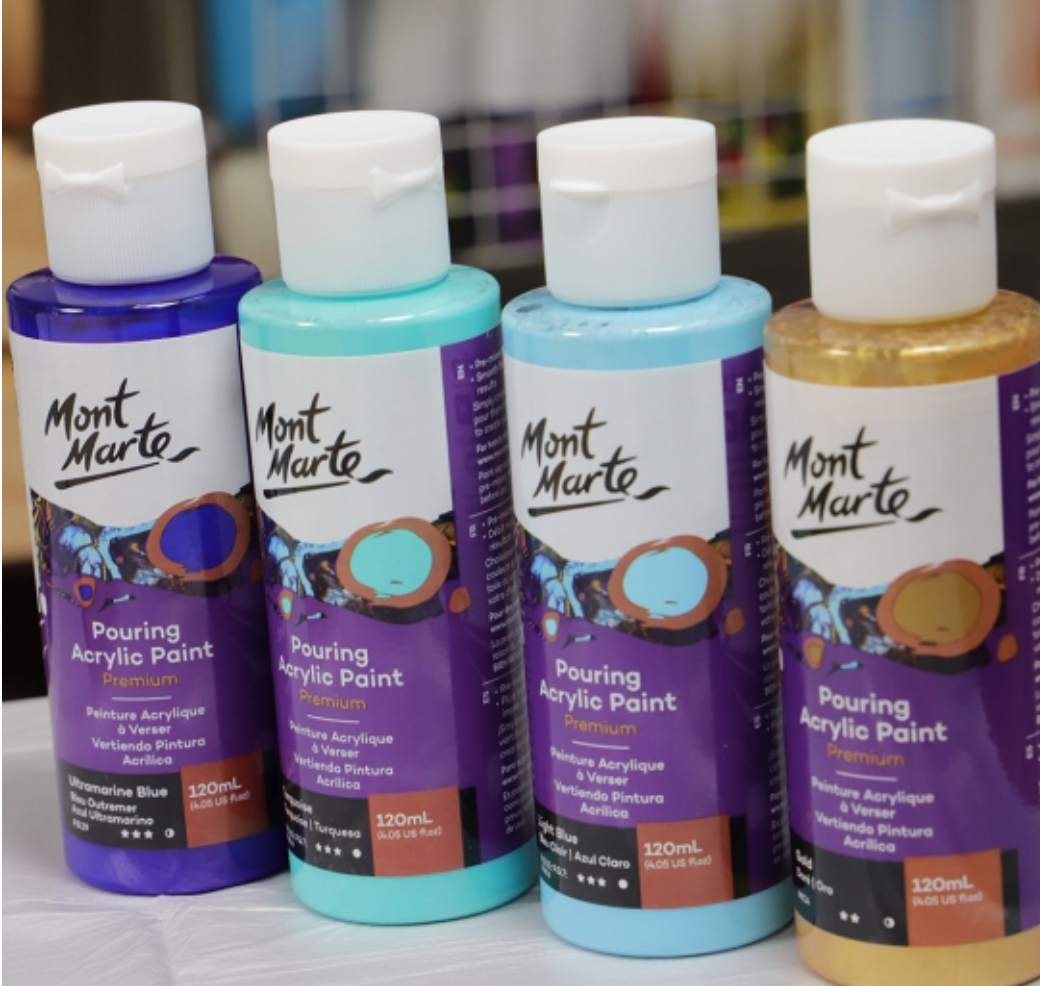 DIY 4 x Canvas Complete Paint Pour Kit - Golden Beach