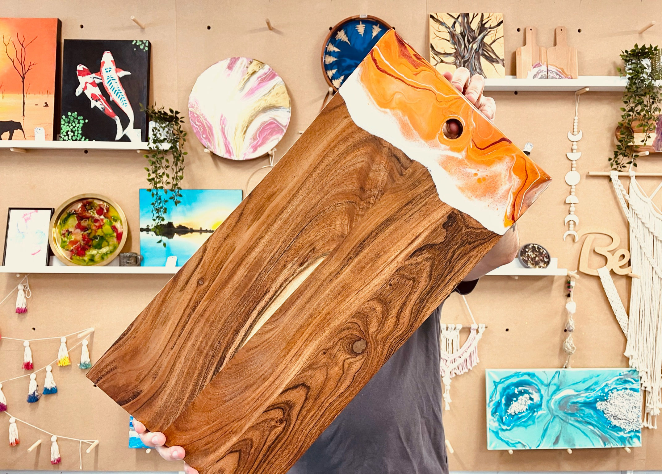 Long Acacia wood cheese board