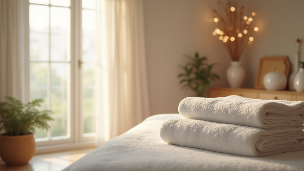 Eye-level view of a calm therapy room prepared for Bowen treatment