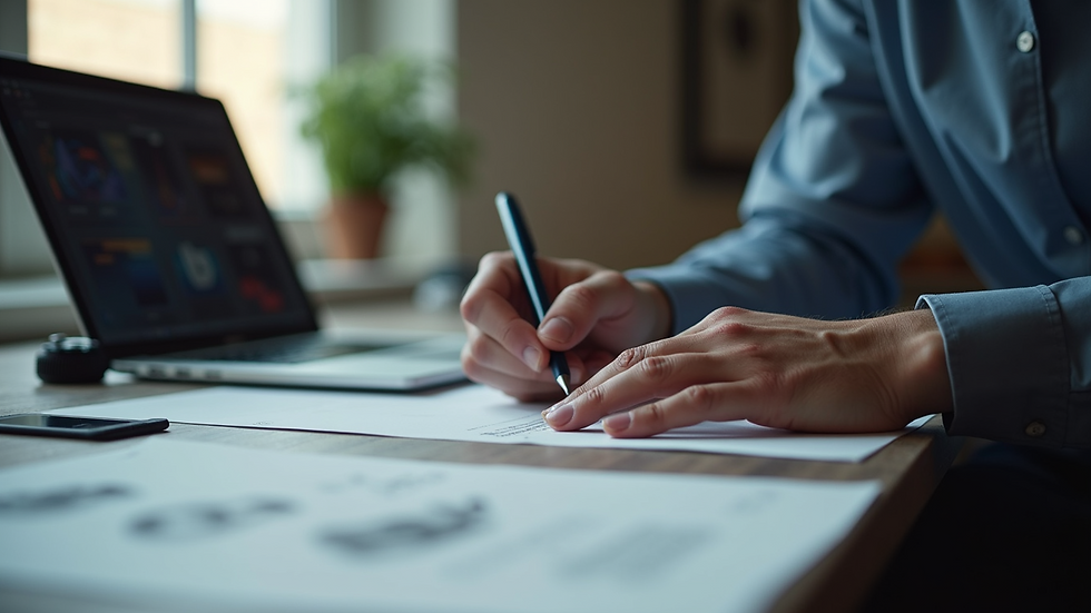Close-up view of a designer working on a UI/UX project