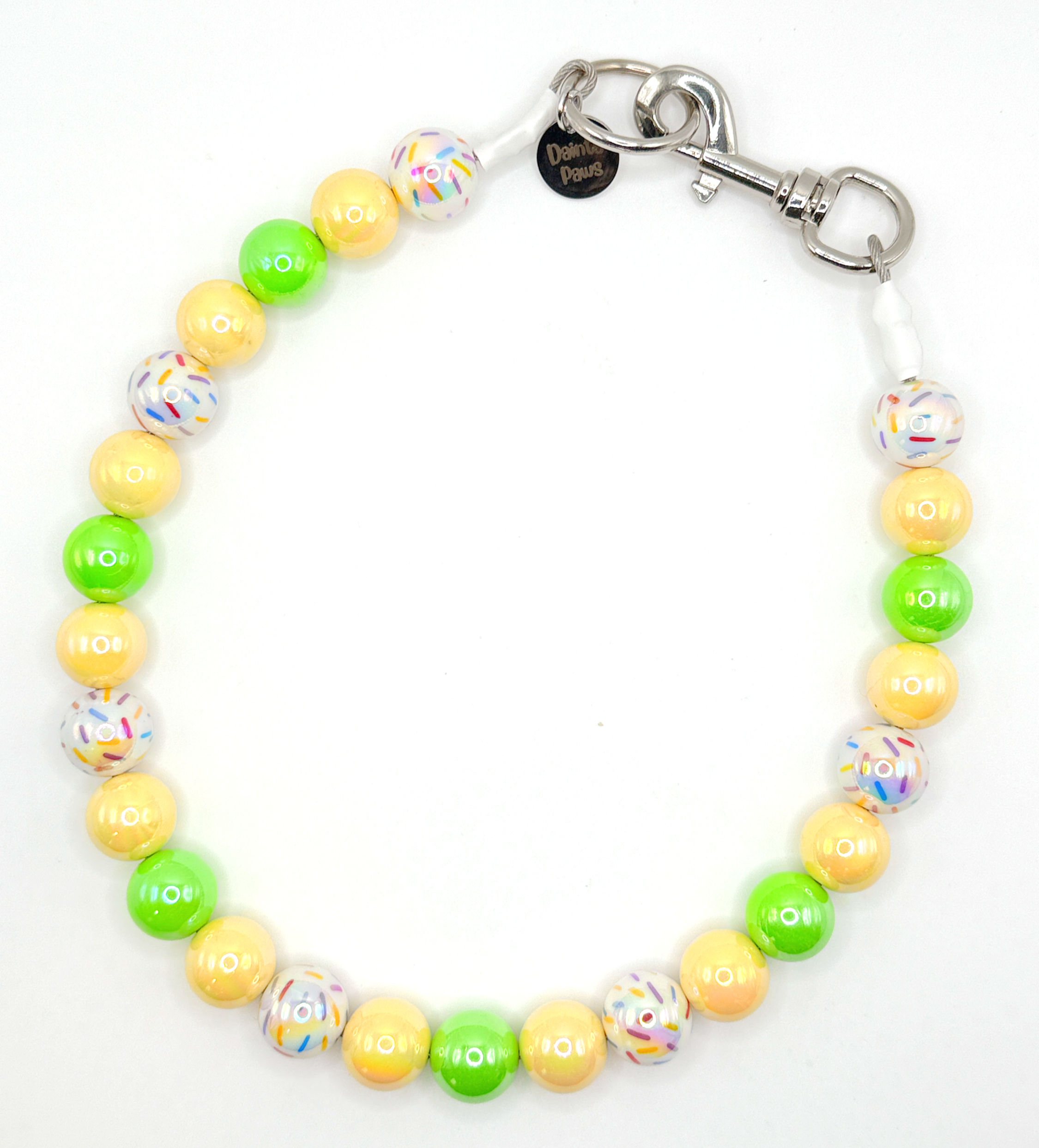 Lemon-Lime Fiesta beaded dog collar
