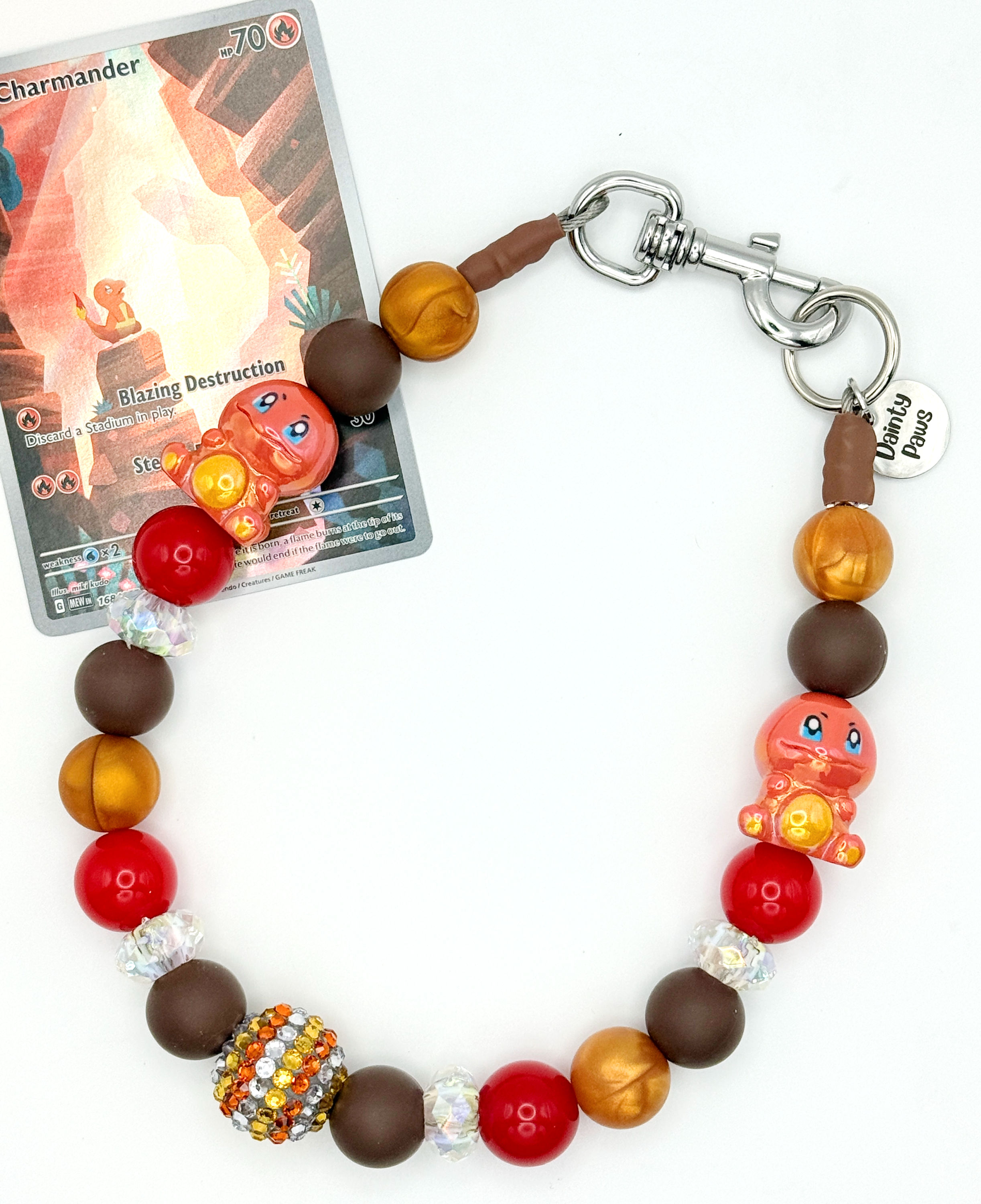 Obsidian Emberlord beaded dog collar