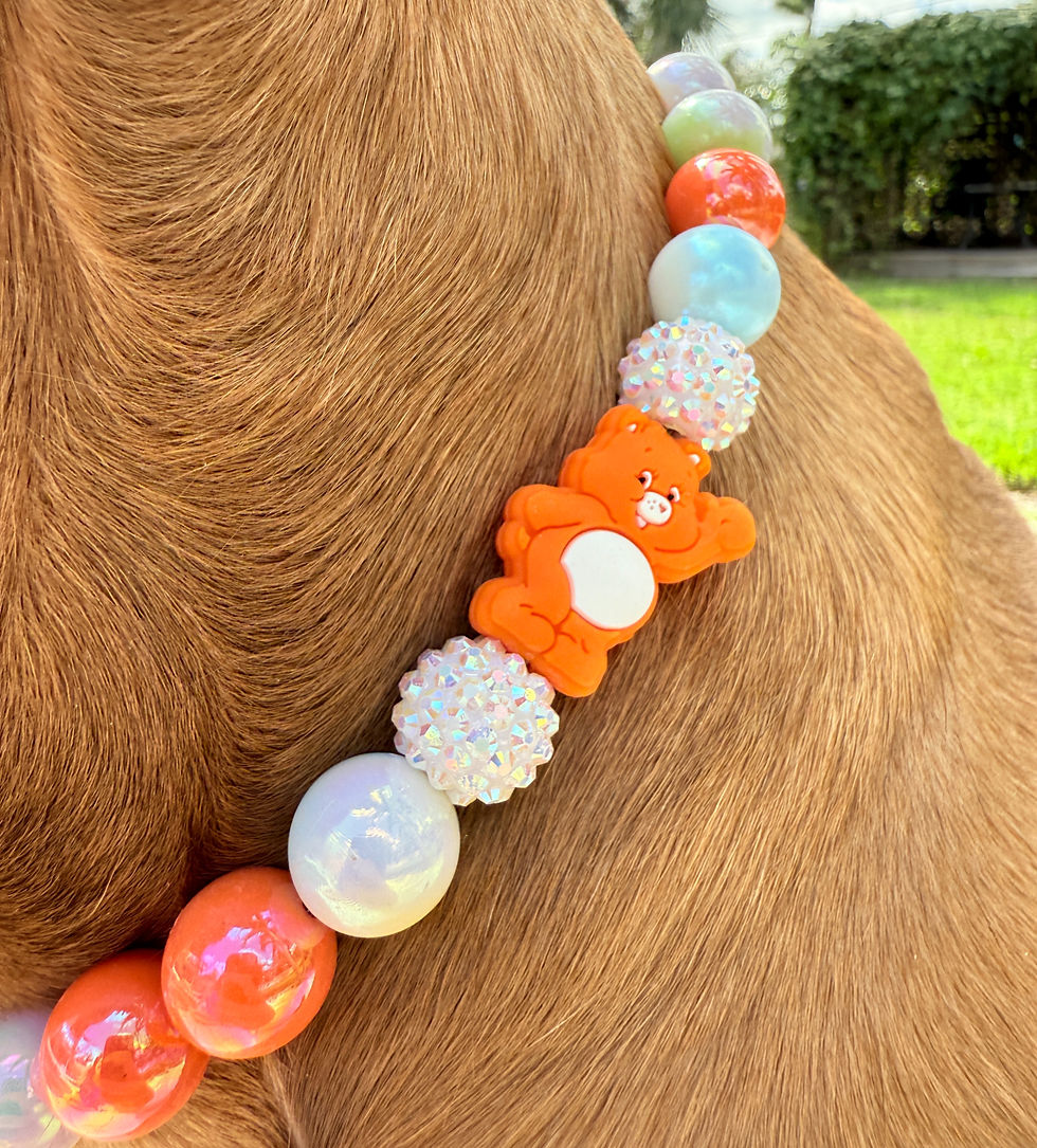 Thumbnail: Orange Bear Beaded Dog Collar side view