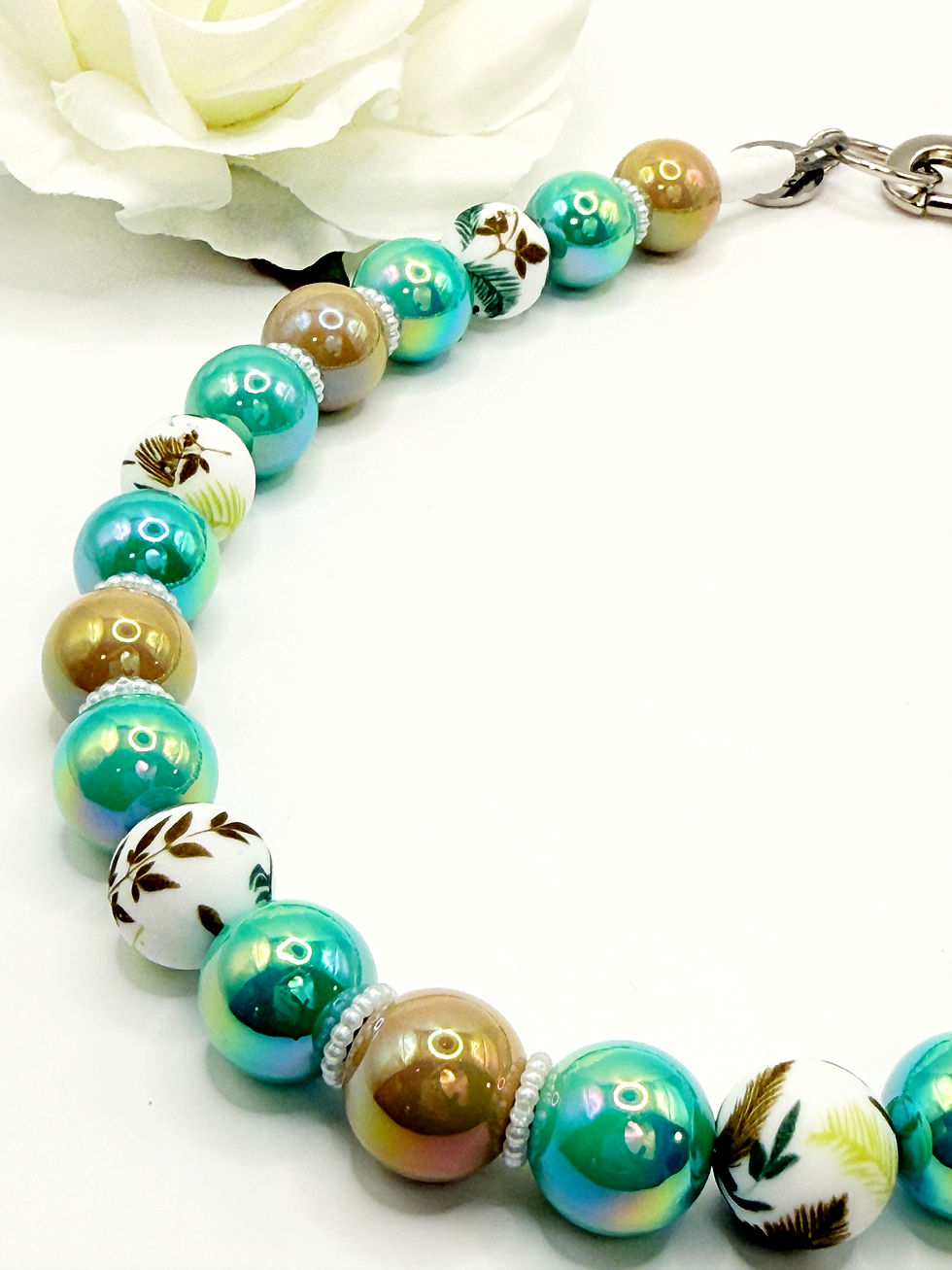 1970s palm royale beaded dog collar close up