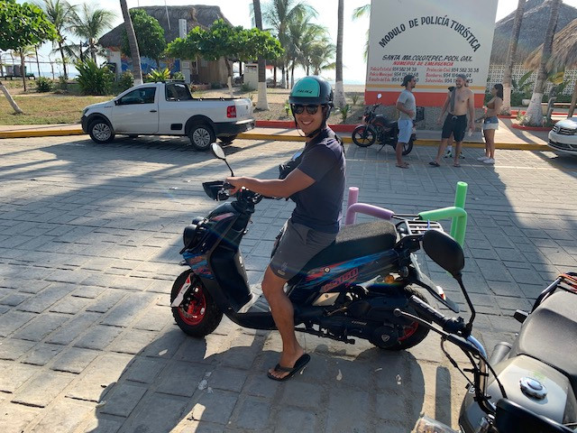 Renting a scooter for transportation in Puerto Escondido