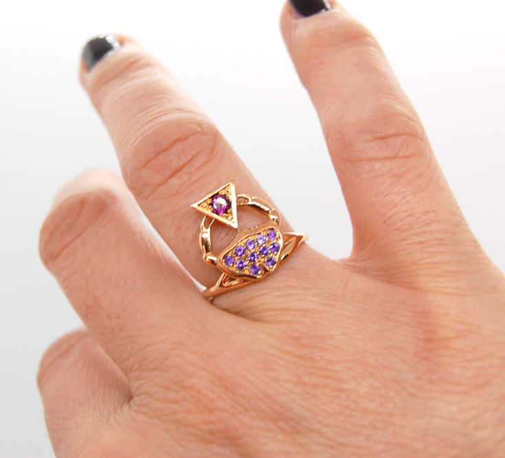 Miniatura: Anello khepri granchio con pavè