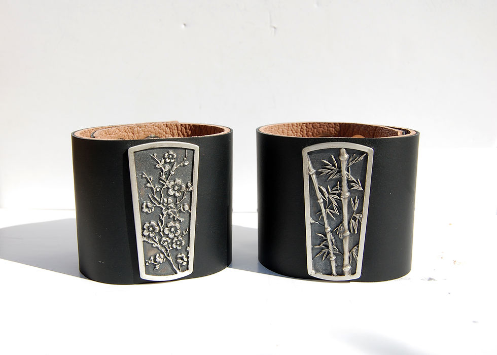 Miniatura: Bracciale pelle fiori di pesco