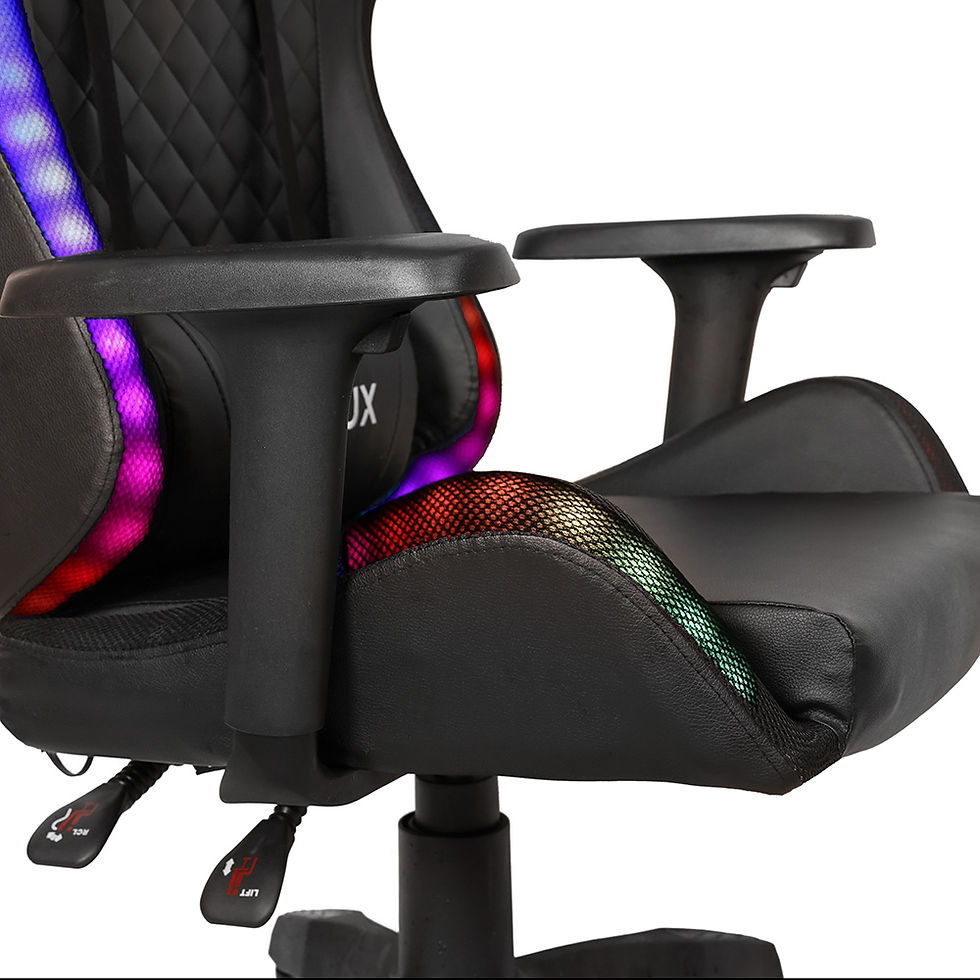 Thumbnail: Pollux RGB Gaming Chair – 3D Armrests & Cervical Support (Remote-Controlled LED)